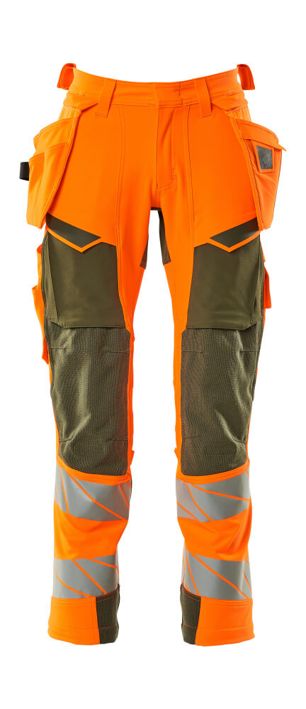 Pantaloni con tasche esterne ACCELERATE SAFE hi-vis arancio/verde muschio