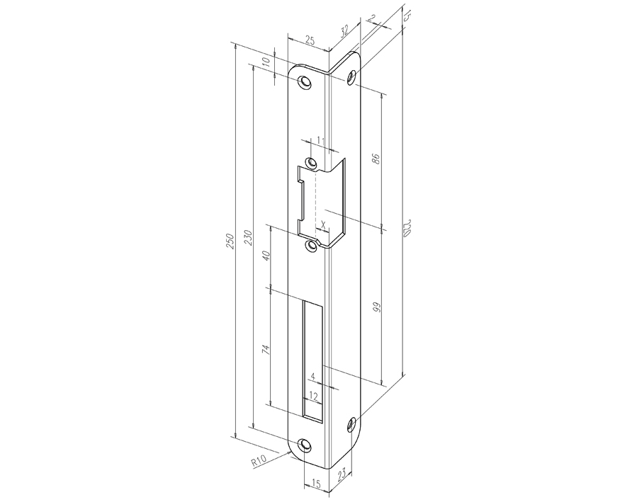 Piastra angolare arrotondato 324 iW