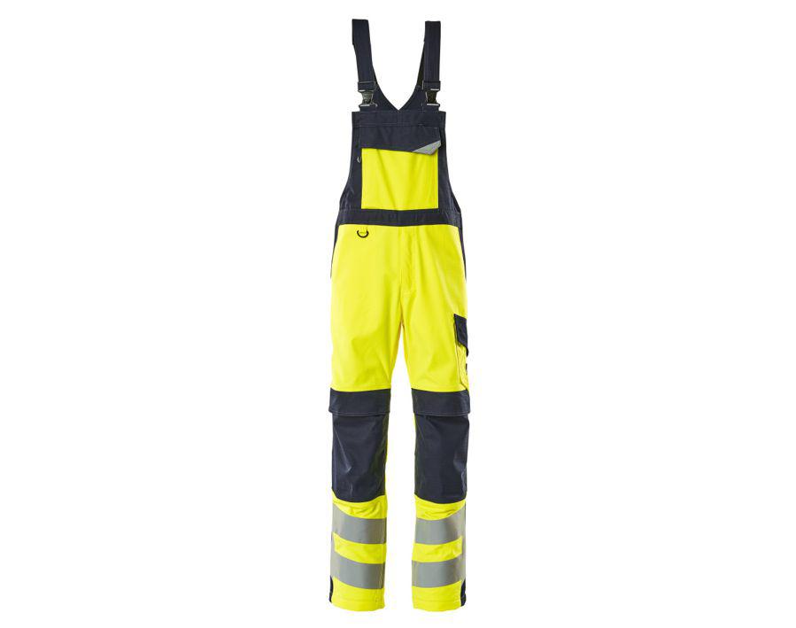 Salopette con tasche porta-ginocchiere MULTISAFE hi-vis giallo/blu navy scuro