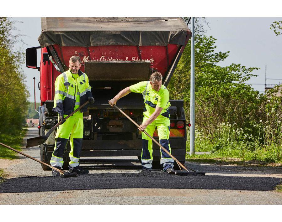 Salopette con tasche porta-ginocchiere SAFE COMPETE hi-vis giallo/blu navy