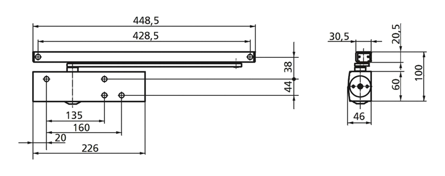 Chiudiporta aereo a cremagliera TS 3000 V