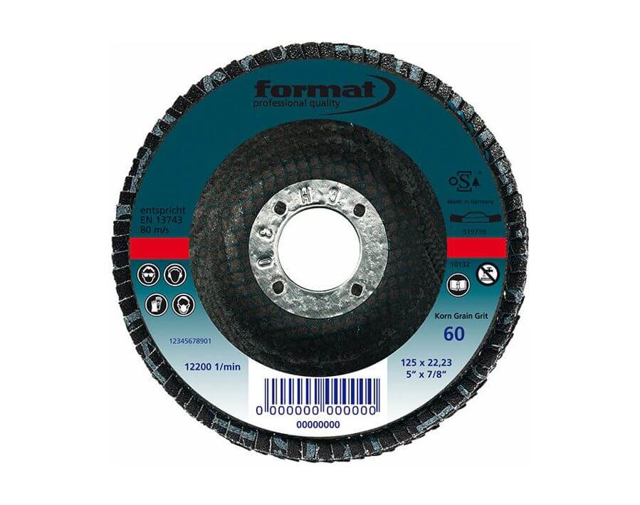 Fächerschleifscheibe für die Edelstahlbearbeitung, Keramikkorn, Ø 115 mm, gewölbt