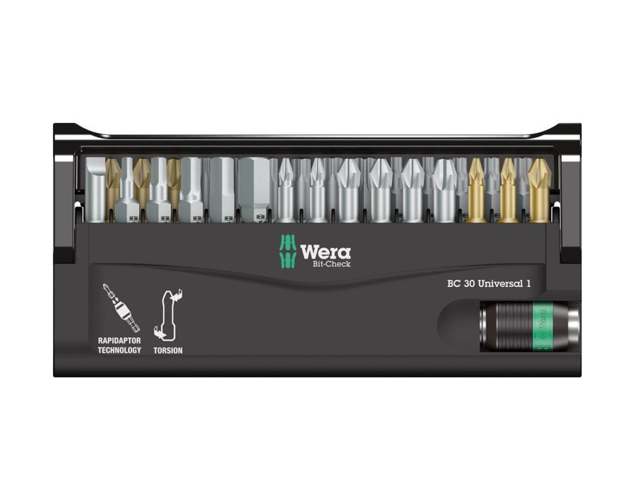 Bit-Sortiment Bit-Check 30 Universal 1, Schlitz, Kreuzschlitz PH/PZ, Innensechskant, TORX®