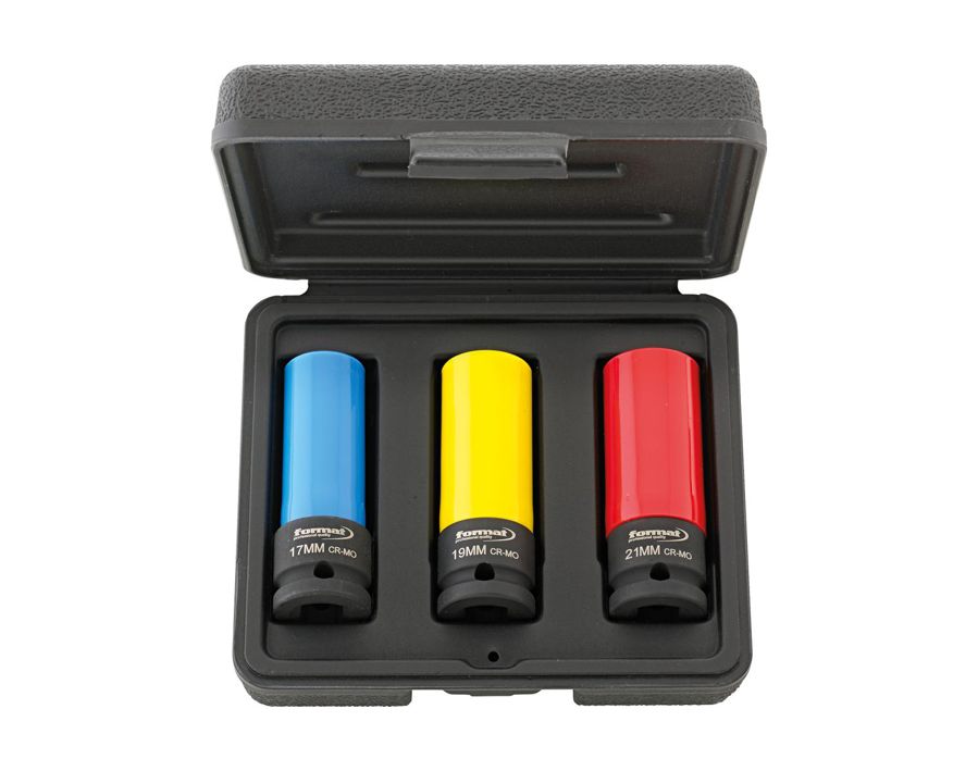 Kraft-Steckschlüssel-Einsatz-Garnitur 1/2", mit Kunststoffhülse
