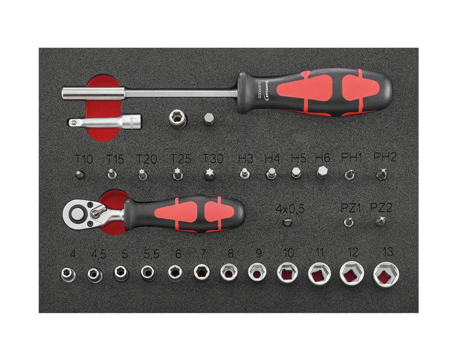Werkzeugmodul Steckschlüssel 1/4", 30-teilig, Modul 2/9