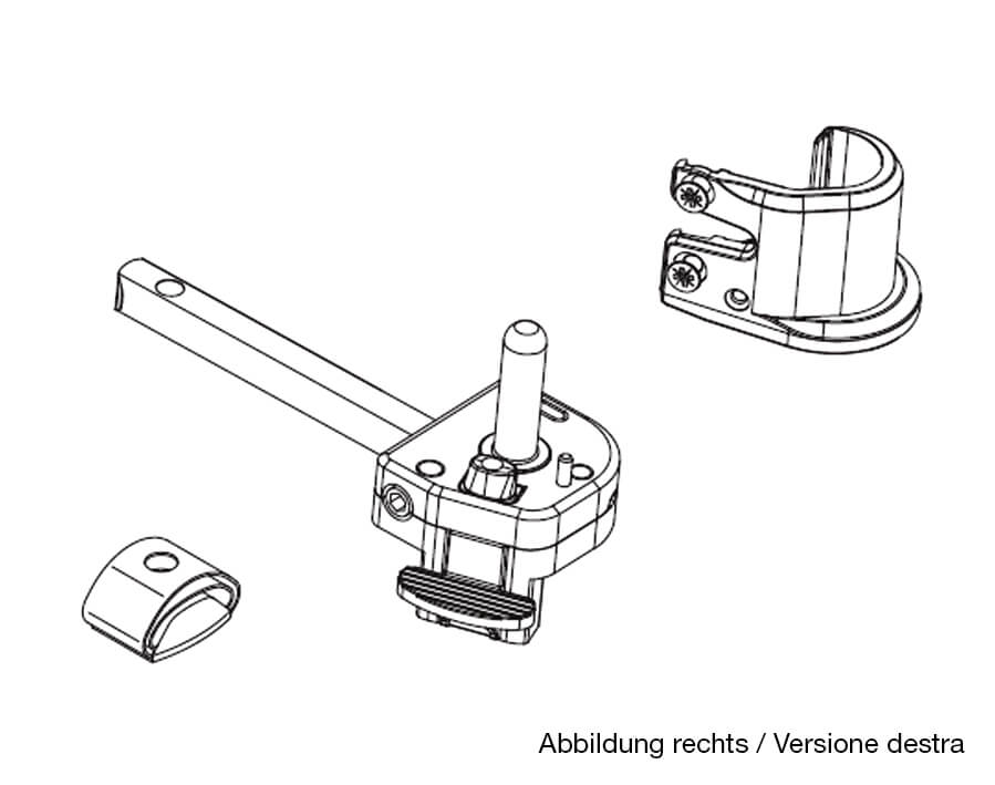 Fermo a scatto con cardine e paracolpi 