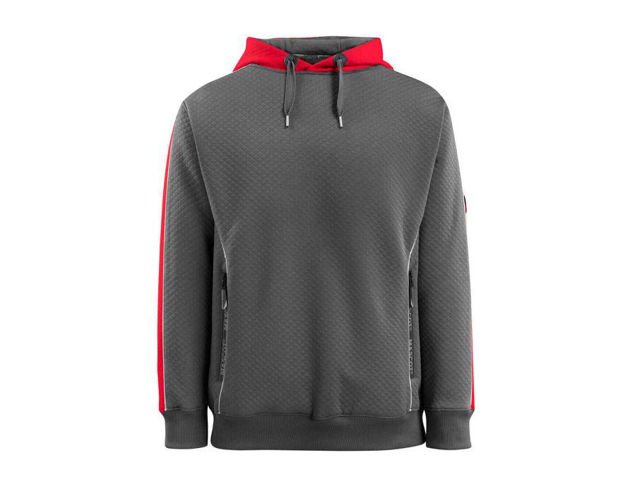 Felpa con cappuccio HARDWEAR antracite scuro/hi-vis rosso