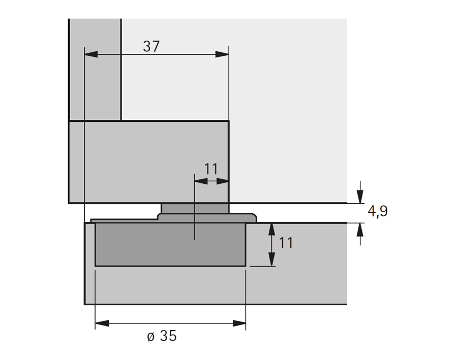 Cerniera con molla per montaggio frontale Optimat Plus 4 FM