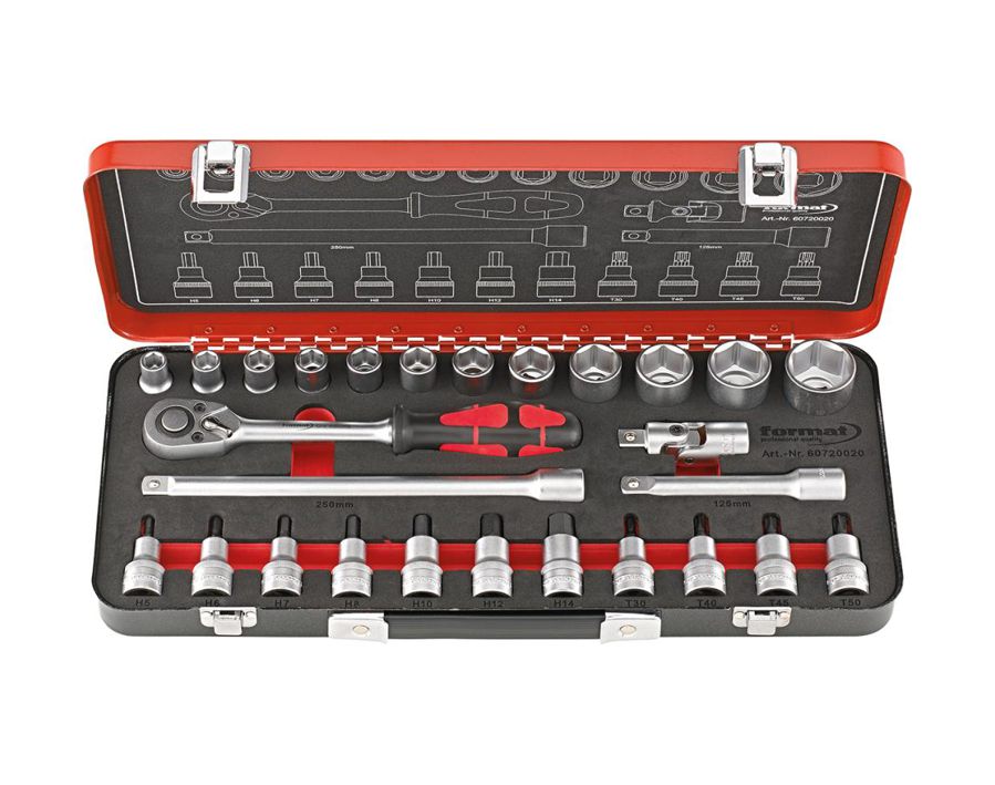 Sechskant-Steckschlüssel-Garnitur 1/2", 27-teilig