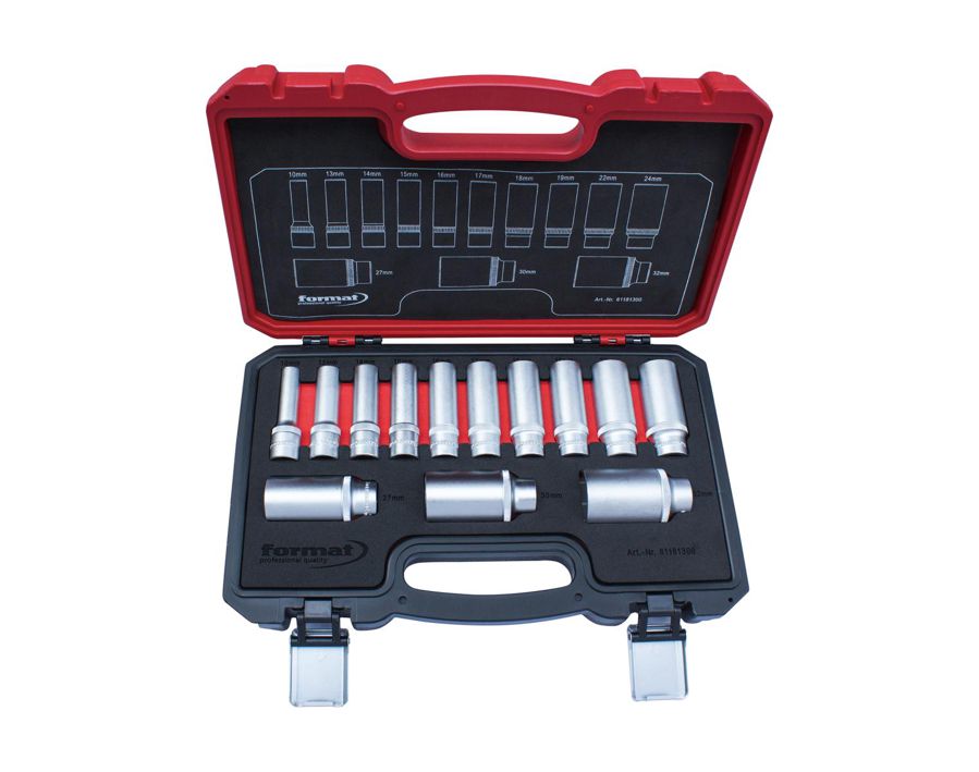 Sechskant-Steckschlüssel-Einsatz-Garnitur 1/2", lang