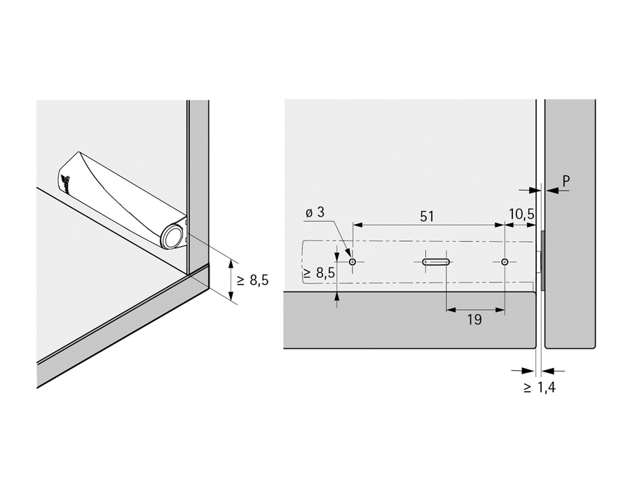 Push to open magnete da avvitare - corsa lunga 