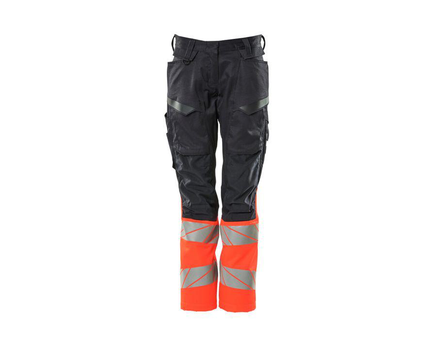 Pantaloni con tasche porta-ginocchiere ACCELERATE SAFE blu navy scuro/hi-vis rosso