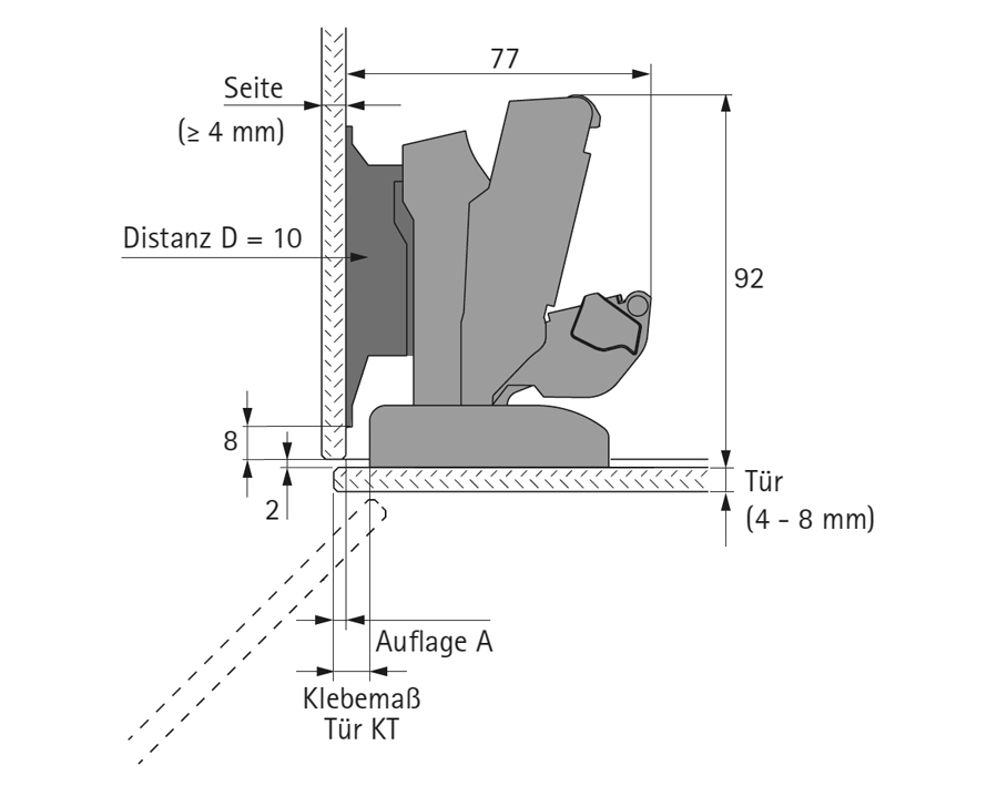 Cerniera da 165° Sensys 8657i per vetro, Base 4    