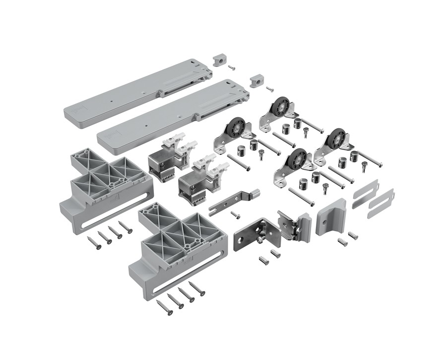 TopLine 1 Kit carrelli di scorrimento con ammortizzatore per mobile a 2 ante