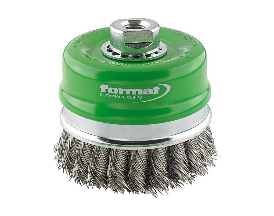 Topfbürste mit Stützring, rostfreier Stahldraht (1.4310), gezopft