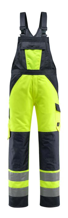 Salopette con tasche porta-ginocchiere SAFE LIGHT hi-vis giallo/blu navy scuro