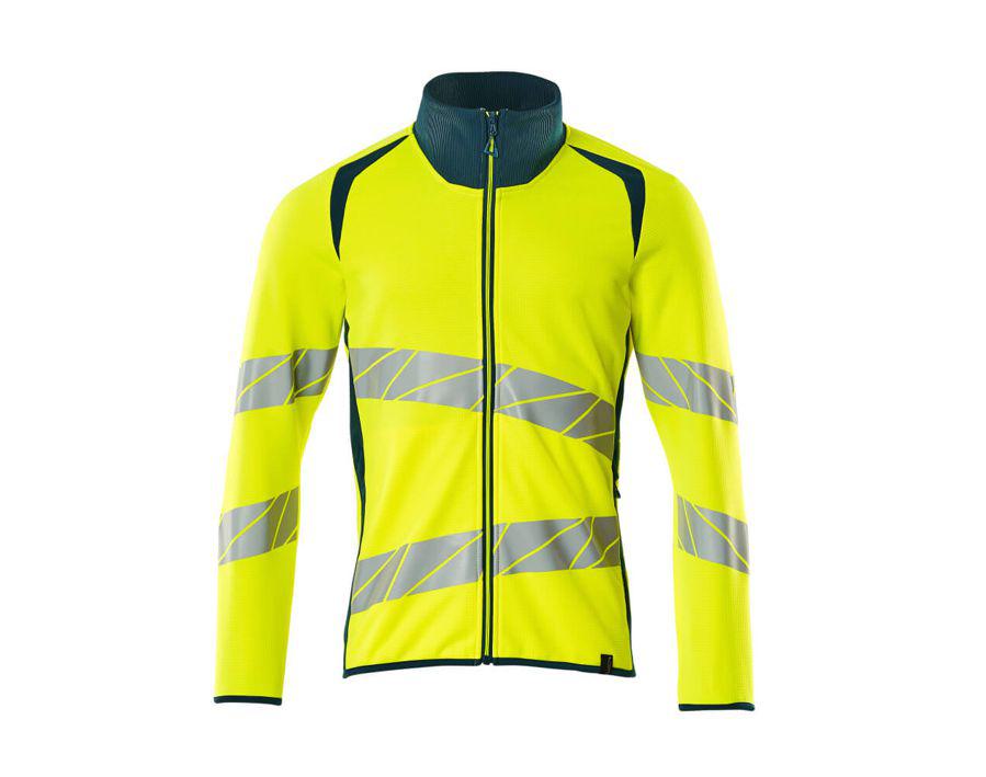 Felpa con chiusura lampo ACCELERATE SAFE hi-vis giallo/petrolio scuro