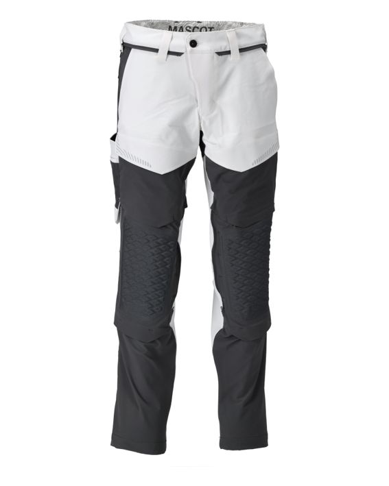 Pantaloni con tasche porta-ginocchiere, imbianchino CUSTOMIZED bianco/grigio pietra
