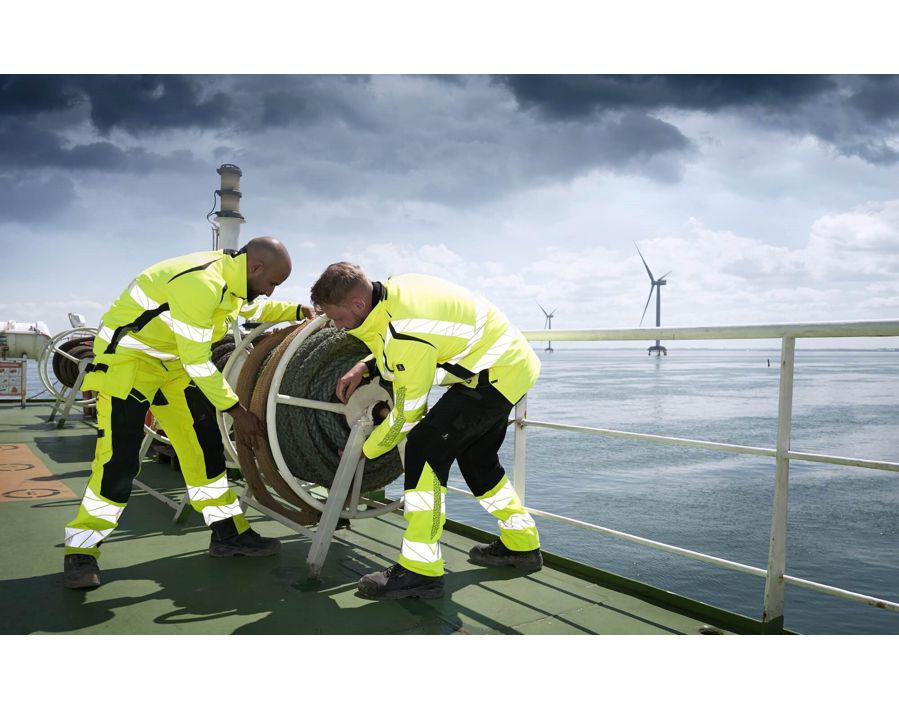 Pantaloni con tasche porta-ginocchiere ACCELERATE SAFE antracite scuro/hi-vis rosso