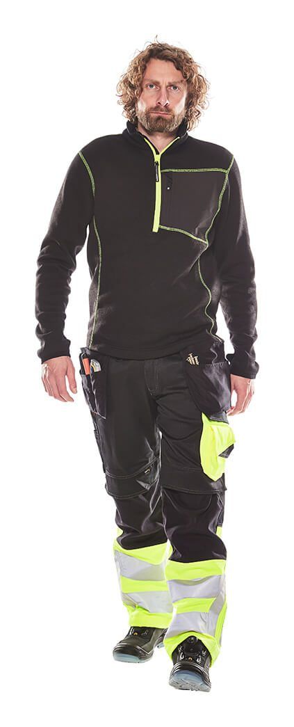 Pantaloni con tasche esterne SAFE SUPREME nero/hi-vis giallo