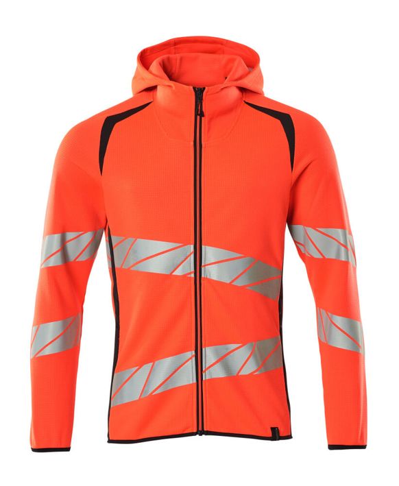 Felpa con cappuccio con chiusura lampo ACCELERATE SAFE hi-vis rosso/blu navy scuro