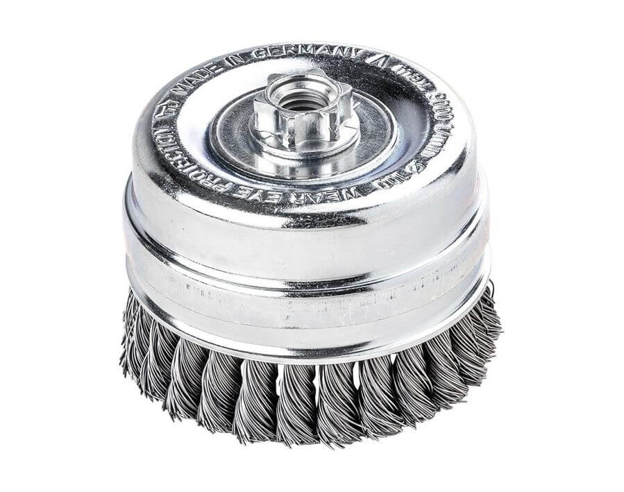 Topfbürste mit Stützring, Stahldraht, gezopft