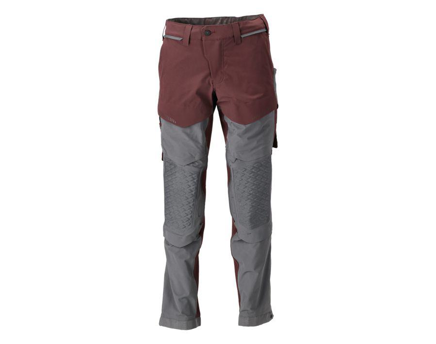 Pantaloni con tasche porta-ginocchiere CUSTOMIZED bordeaux/grigio pietra