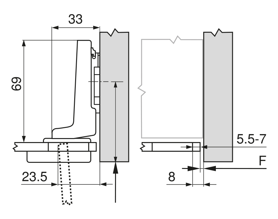 Cerniera per ante in cristallo CLIP top