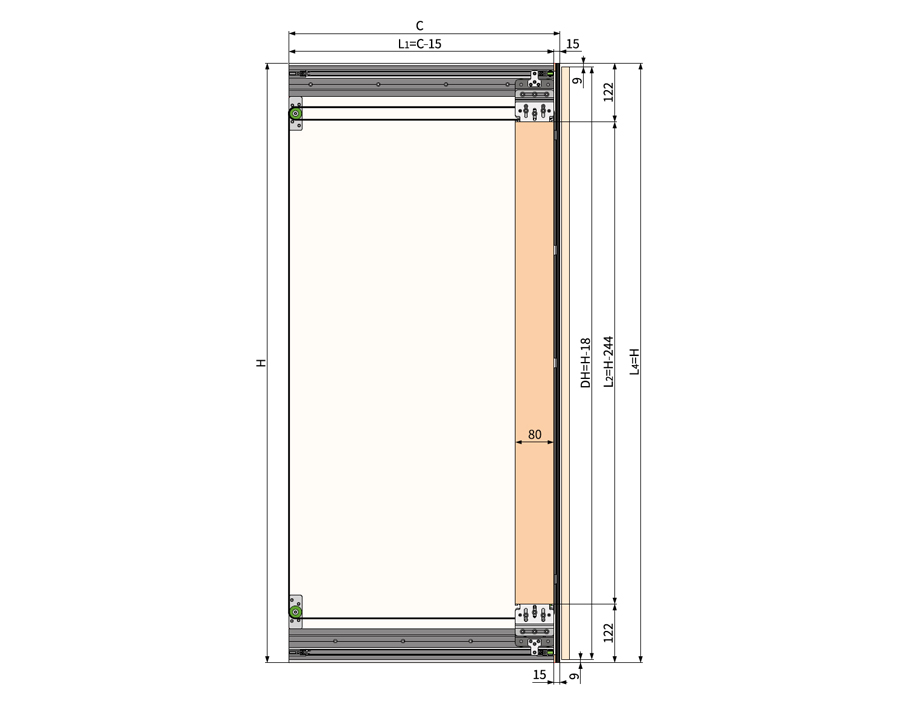 Ferramenta per ante girevoli e rientranti opk Rotary Ecoline Pocket Door