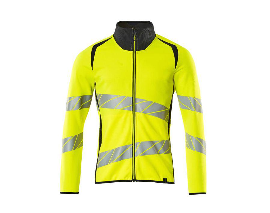 Felpa con chiusura lampo ACCELERATE SAFE hi-vis giallo/blu navy scuro