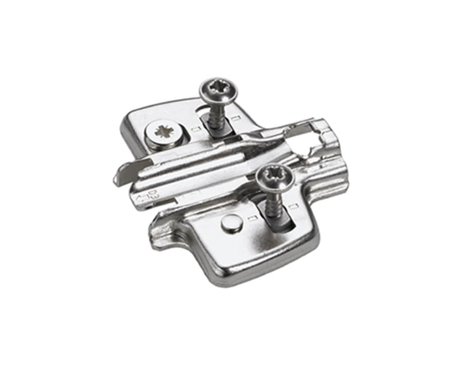 Basetta a croce System 8099 con viti per pannelli premontate per cerniere Sensys e Intermat