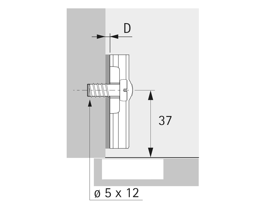Basetta a croce System 2006 con viti Euro premontate per cerniere SlideOn e Markant 7.1  