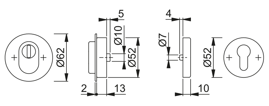 Coppia bocchette (piatte) di sicurezza per porte d'ingresso E29NSB-ZA/42HS 