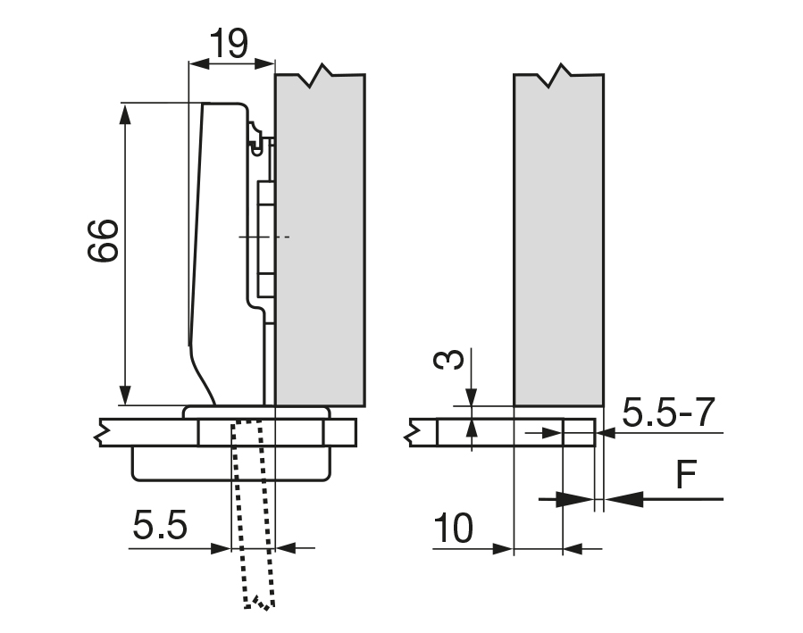 Cerniera per ante in cristallo CLIP top