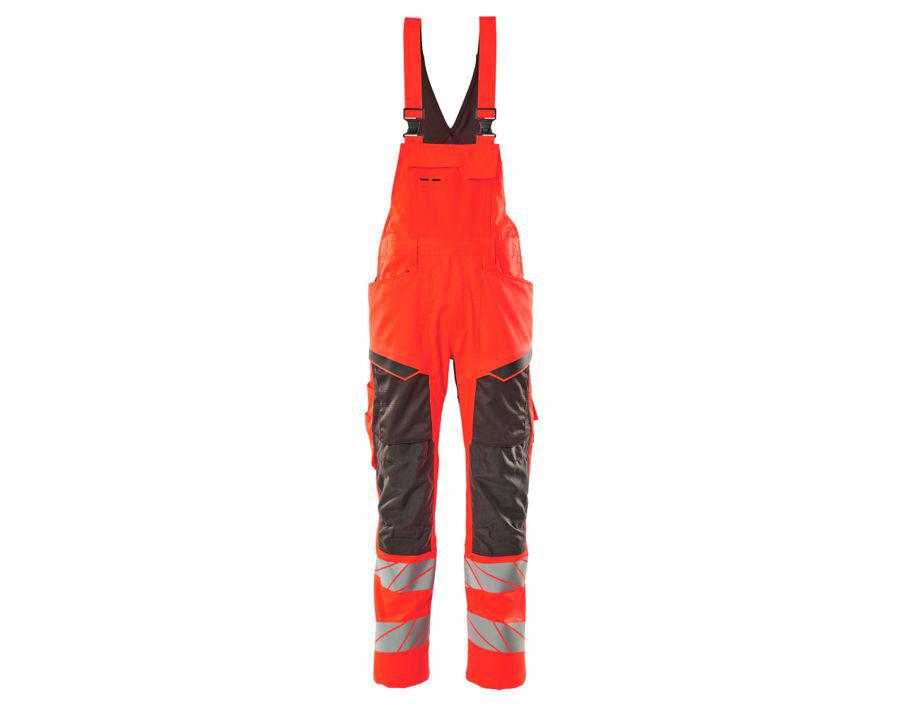 Salopette con tasche porta-ginocchiere ACCELERATE SAFE hi-vis rosso/antracite scuro
