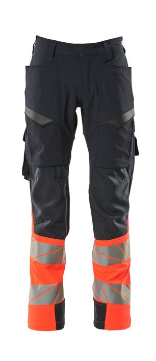 Pantaloni con tasche sulle cosce ACCELERATE SAFE blu navy scuro/hi-vis rosso