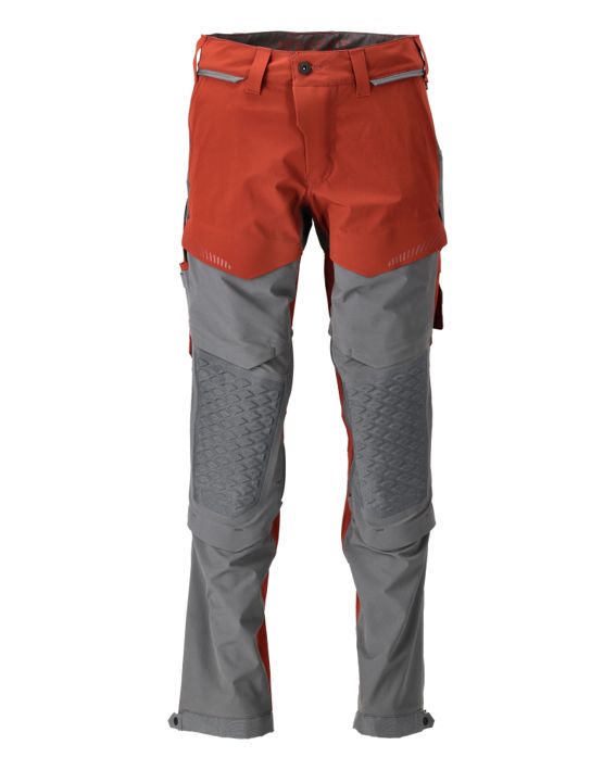 Pantaloni con tasche porta-ginocchiere CUSTOMIZED rosso autunno/grigio pietra