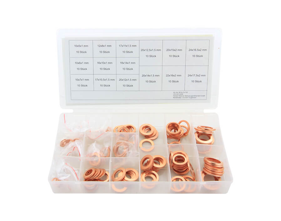 Assortimento di anelli da 150 pezzi in rame