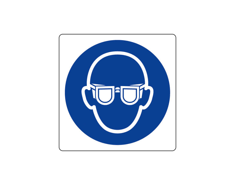 Cartello segnaletico di obbligo:
protezione obbligatoria degli occhi