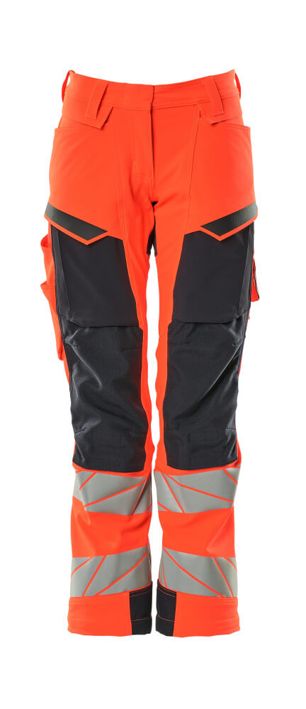 Pantaloni con tasche porta-ginocchiere ACCELERATE SAFE hi-vis rosso/blu navy scuro
