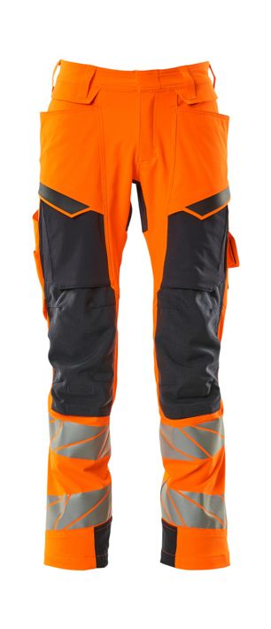 Pantaloni con tasche porta-ginocchiere ACCELERATE SAFE hi-vis arancio/blu navy scuro