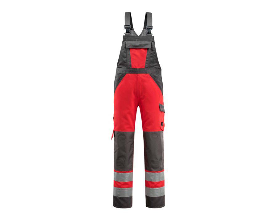 Salopette con tasche porta-ginocchiere SAFE LIGHT hi-vis rosso/antracite scuro