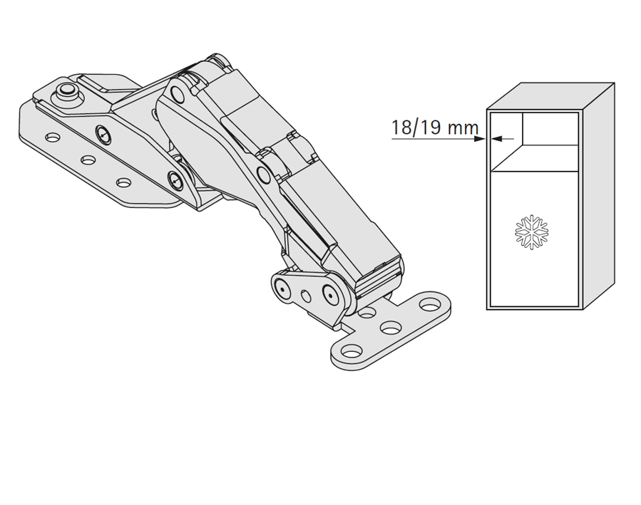 Cerniera speciale Kamat, per frigoriferi da incasso 