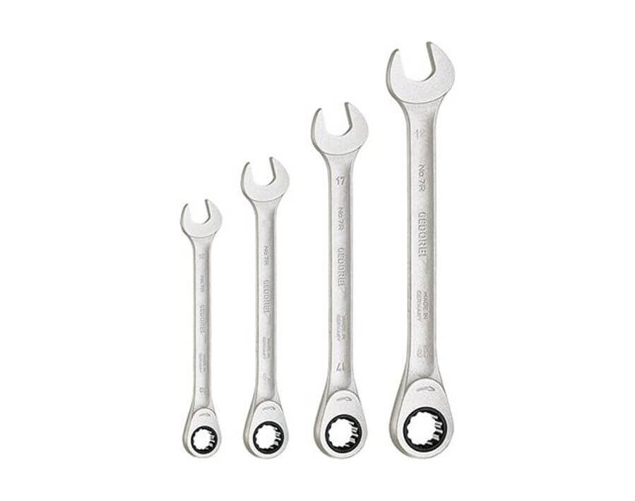 Maulschlüssel mit Ringratsche, im Satz