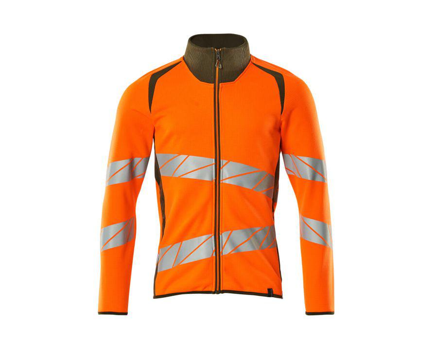 Felpa con chiusura lampo ACCELERATE SAFE hi-vis arancio/verde muschio