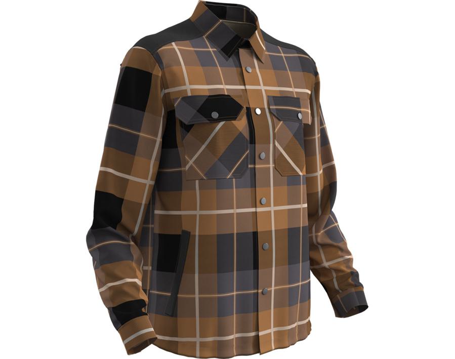Camicia con fodera in pile CUSTOMIZED a quadri nocciola