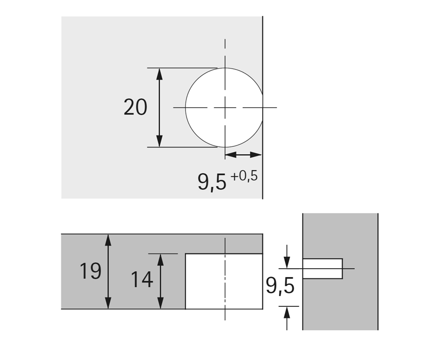 Giunzione a eccentrico VB 35 M/19 con nervatura