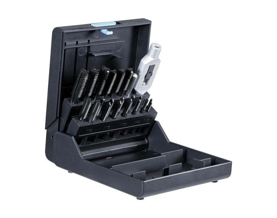 Gewindeschneidwerkzeug-Satz M3–M12 + Windeisen in Metallkassette