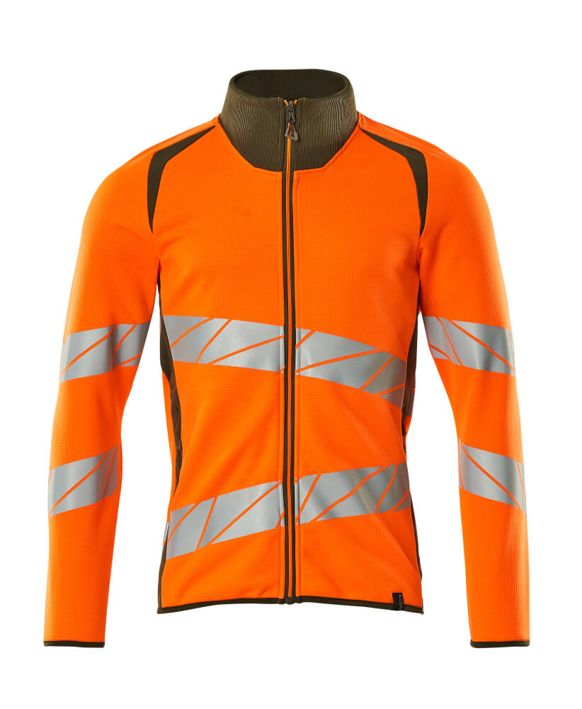 Felpa con chiusura lampo ACCELERATE SAFE hi-vis arancio/verde muschio