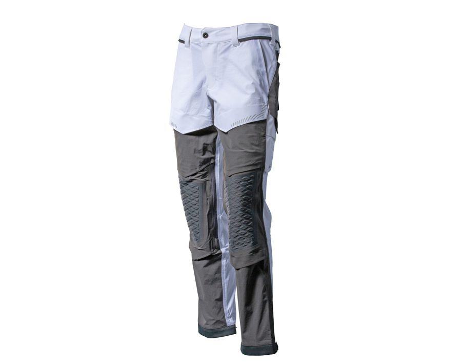 Pantaloni con tasche porta-ginocchiere, imbianchino CUSTOMIZED bianco/grigio pietra